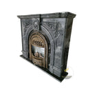 Black Marble Fireplace Surround | Traditional Arch Carving 70.08" Width x 51.57" Tall