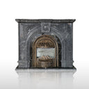 Black Marble Fireplace Surround | Traditional Arch Carving 70.08" Width x 51.57" Tall