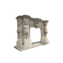 Limestone Fireplace Surround Massive Tiered Beige 104.33" Width x 31.89" Tall