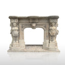 Limestone Fireplace Surround Massive Tiered Beige 104.33" Width x 31.89" Tall