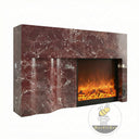 Red marble fireplace mantel | Asymmetric modern design | 63 Inch Width | Rosso Lepanto marble