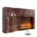 Red marble fireplace mantel | Asymmetric modern design | 63 Inch Width | Rosso Lepanto marble