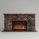 Dark red fireplace surround | Ornate arched carving | 67 Inch Width | Rosso Levanto