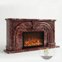 Dark red fireplace surround | Ornate arched carving | 67 Inch Width | Rosso Levanto