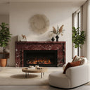 Red marble fireplace surround | Modern sleek design | Width: 69 Inch | Rosso Levanto