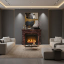 Marble fireplace surround Marblebee | Serpentine curved lintel | 61 Inch Width | Rosso Levanto