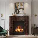 Modern Marble fireplace surround | Red fluted design | 51" Height | Rosso Levanto