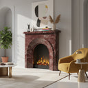 Marble fireplace surround simple style | Bold arched design | 55" Width | Rosso Levanto