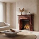 Marble fireplace surround | Elegant Curved Jambs | Width 55 Inch | Rosso Levanto