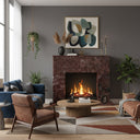 Marble fireplace hearth | fluted modern surround | 59 Inch Width | Rosso Levanto