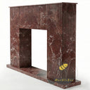 Marble fireplace hearth | fluted modern surround | 59 Inch Width | Rosso Levanto