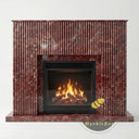 Marble fireplace hearth | fluted modern surround | 59 Inch Width | Rosso Levanto