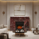 Marble fire place | Stepped Geometric Frame | Width 59" | Rosso Levanto