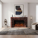 Custom Marble fireplace surround | Modern stepped design | 59 Inch Width | Rosso Levanto