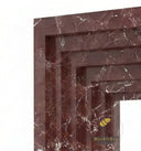 Red Marble Mantel | Geometric Stepped Surround | 59 Inch Width | Rosso Levanto