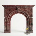 Marble mantel surround | French Arched Carved | 59 Inch Width | Rosso Levanto