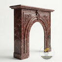 Marble mantel surround | French Arched Carved | 59 Inch Width | Rosso Levanto