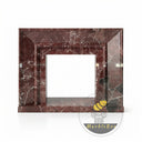 Marble hearth and back panel | Bold bolection molding | Width: 59" | Rosso Levanto marble