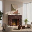 Marble fireplace electric | Geometric Reeded Front | Height: 49 Inch | Rosso Levanto