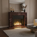 Marble fire surround with electric fire in Rosso Levanto - Image 2