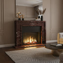 Marble fire surround with electric fire in Rosso Levanto - Image 2