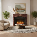 Marble stone fireplace | Tudor Arch Design | 59 Inch Width | Rosso Levanto