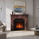 Large marble fireplace surround in Rosso Levanto - Image 2