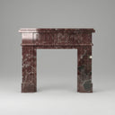 Marble fireplace mantel | Fluted pilaster design | 59 Inch Width | Rosso Levanto marble