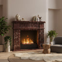 Marble fireplace mantel | Fluted pilaster design | 59 Inch Width | Rosso Levanto marble