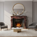 Marble fireplace | ornate carved shell | 59 Inch Width | Rosso Levanto