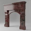 Dark Red Marble fireplace surround | Arched molded design | Height: 49 Inch | Rosso Levanto
