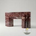 Marble fire place | Geometric stepped surround | 61" W | Rosso Levanto
