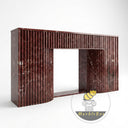 Marble hearths | Fluted modern surround | 62 Inch Width | Rosso Levanto