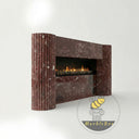 Dark Red Marble fireplace surround | Modern Fluted Design | 63 Inch Width | Rosso Levanto