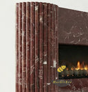 Dark Red Marble fireplace surround | Modern Fluted Design | 63 Inch Width | Rosso Levanto