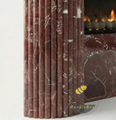 Dark Red Marble fireplace surround | Modern Fluted Design | 63 Inch Width | Rosso Levanto