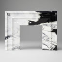 marble white fireplace | Geometric Stepped Design | Width 59 Inch | Panda White