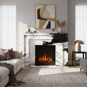 marble white fireplace | Geometric Stepped Design | Width 59 Inch | Panda White