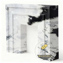 marble white fireplace | Geometric Stepped Design | Width 59 Inch | Panda White