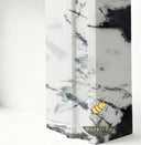 marble white fireplace | Geometric Stepped Design | Width 59 Inch | Panda White