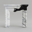 white marble surround fireplace | Dramatic black veined | Width 59 Inch | Panda White