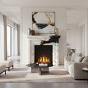 white marble surround fireplace | Dramatic black veined | Width 59 Inch | Panda White