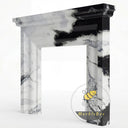 white marble surround fireplace | Dramatic black veined | Width 59 Inch | Panda White