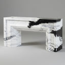 modern marble mantel | sleek geometric profile | 63 Inch Width | Panda White