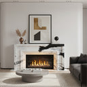 modern marble mantel | sleek geometric profile | 63 Inch Width | Panda White