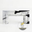 modern marble mantel | sleek geometric profile | 63 Inch Width | Panda White