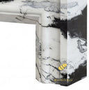 modern marble mantel | sleek geometric profile | 63 Inch Width | Panda White