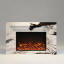 bespoke marble fireplace | sleek stepped frame | 65 Inch Width | Panda White