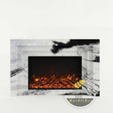 bespoke marble fireplace | sleek stepped frame | 65 Inch Width | Panda White