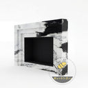 bespoke marble fireplace in Panda White - Image 4